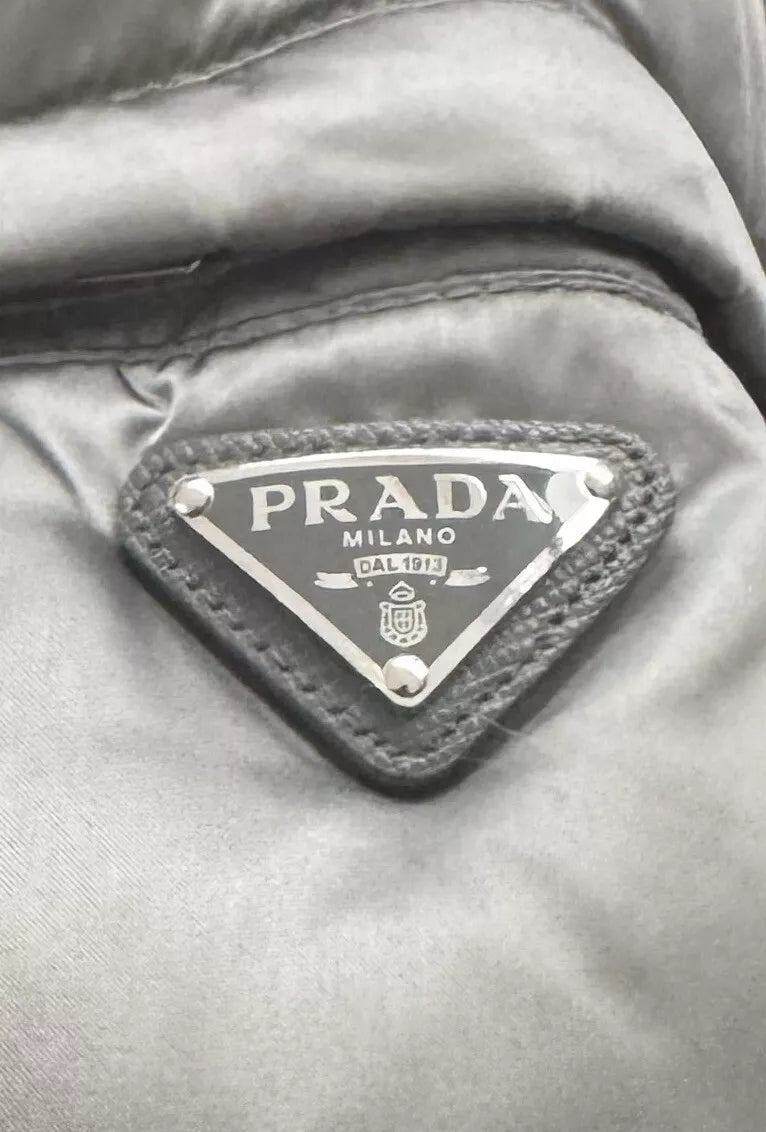 Prada Ladies Steel Grey/Silver Down Puffer Jacket-Size 46 EU-UK 10-12