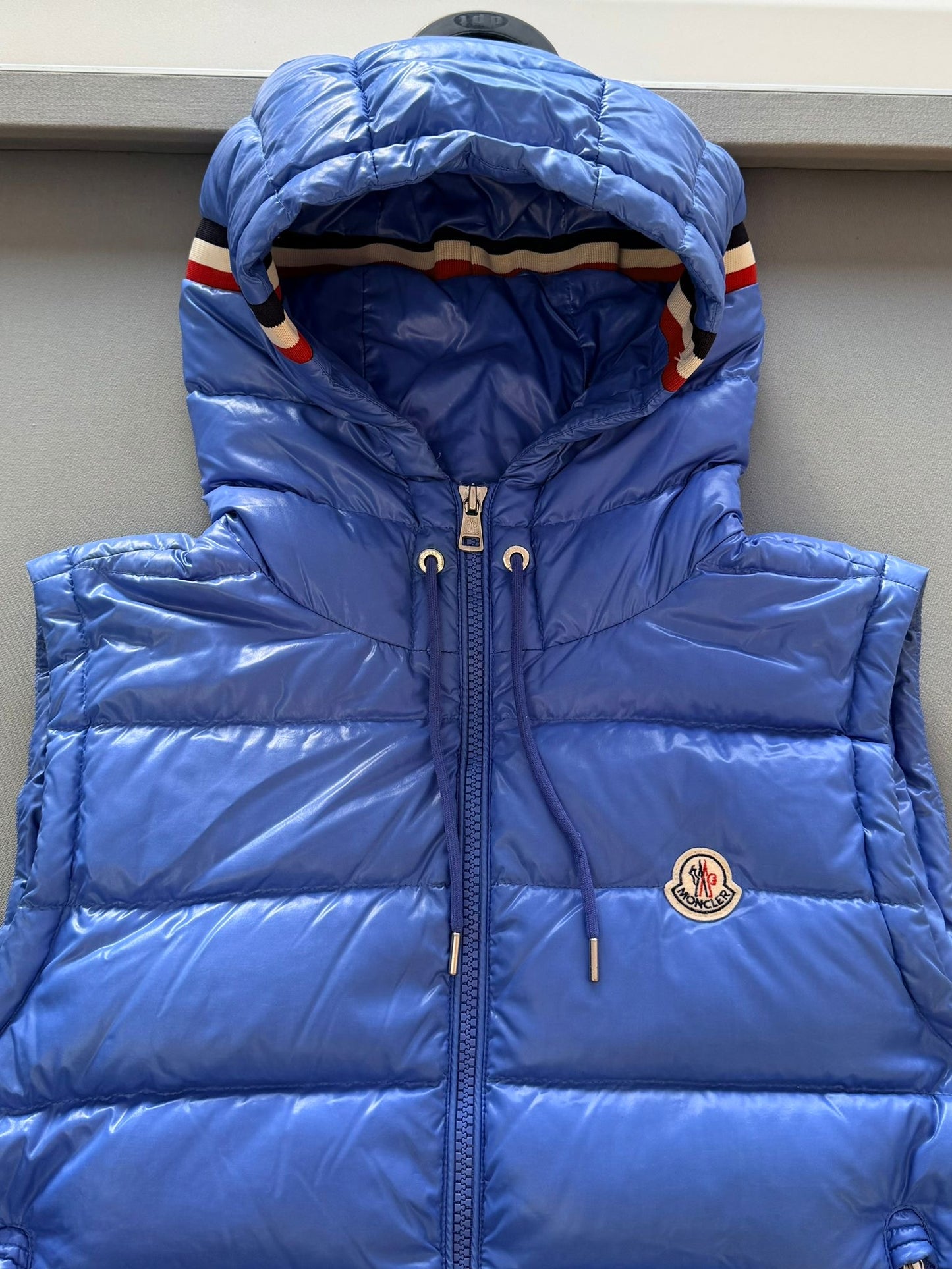 Moncler Lanoux Blue Nylon Hooded Gilet - Size: 6 (25''ptp)