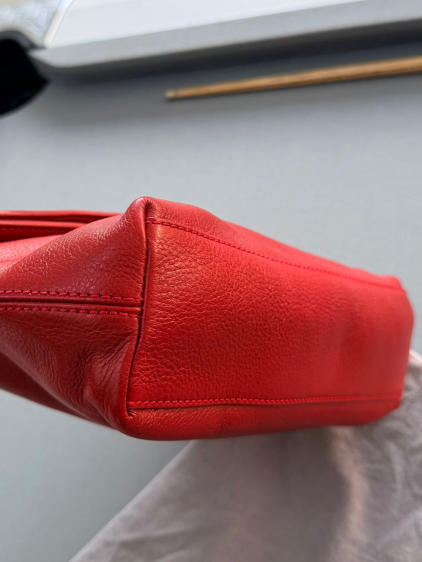 Mulberry Poppy Red Tessie Clutch With Gold Hardware