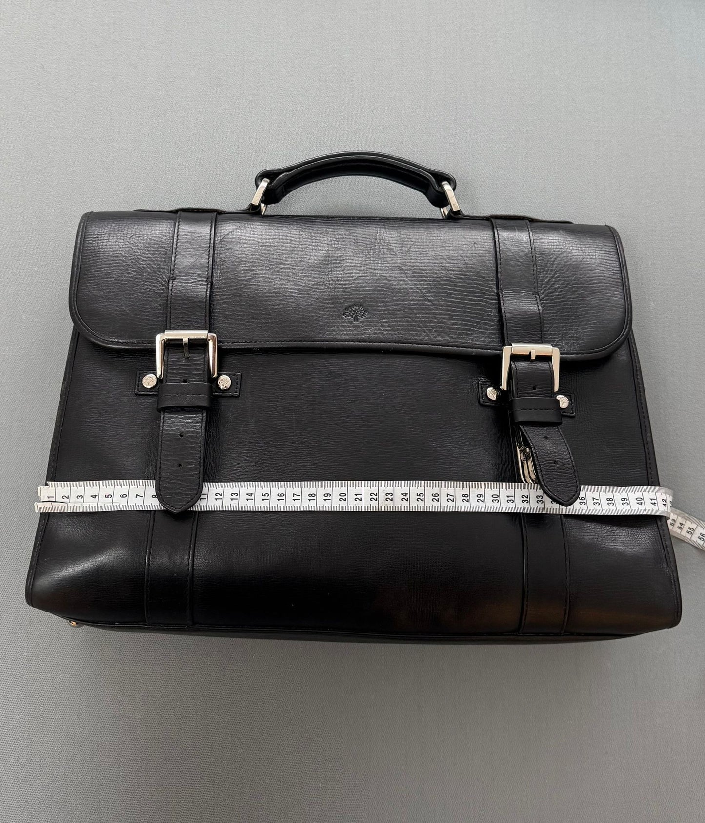 Mulberry Elkington Grained-Leather Black Briefcase With Brass Hardware