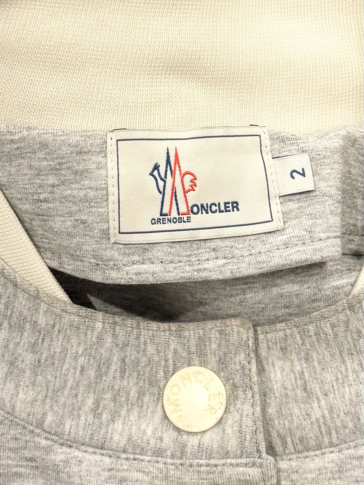 Moncler Grenoble Grey Moder 3/4 Sleeve Cotton Varsity Jacket - Size: 2 (19''ptp)