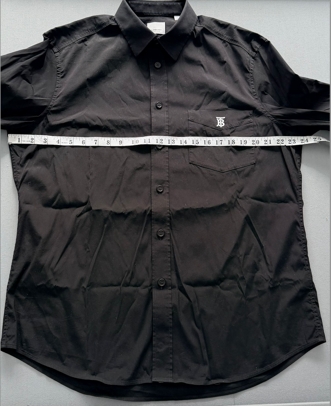 Burberry Black Logo-Embroidered Long Sleeved Shirt - XL (24''PTP)