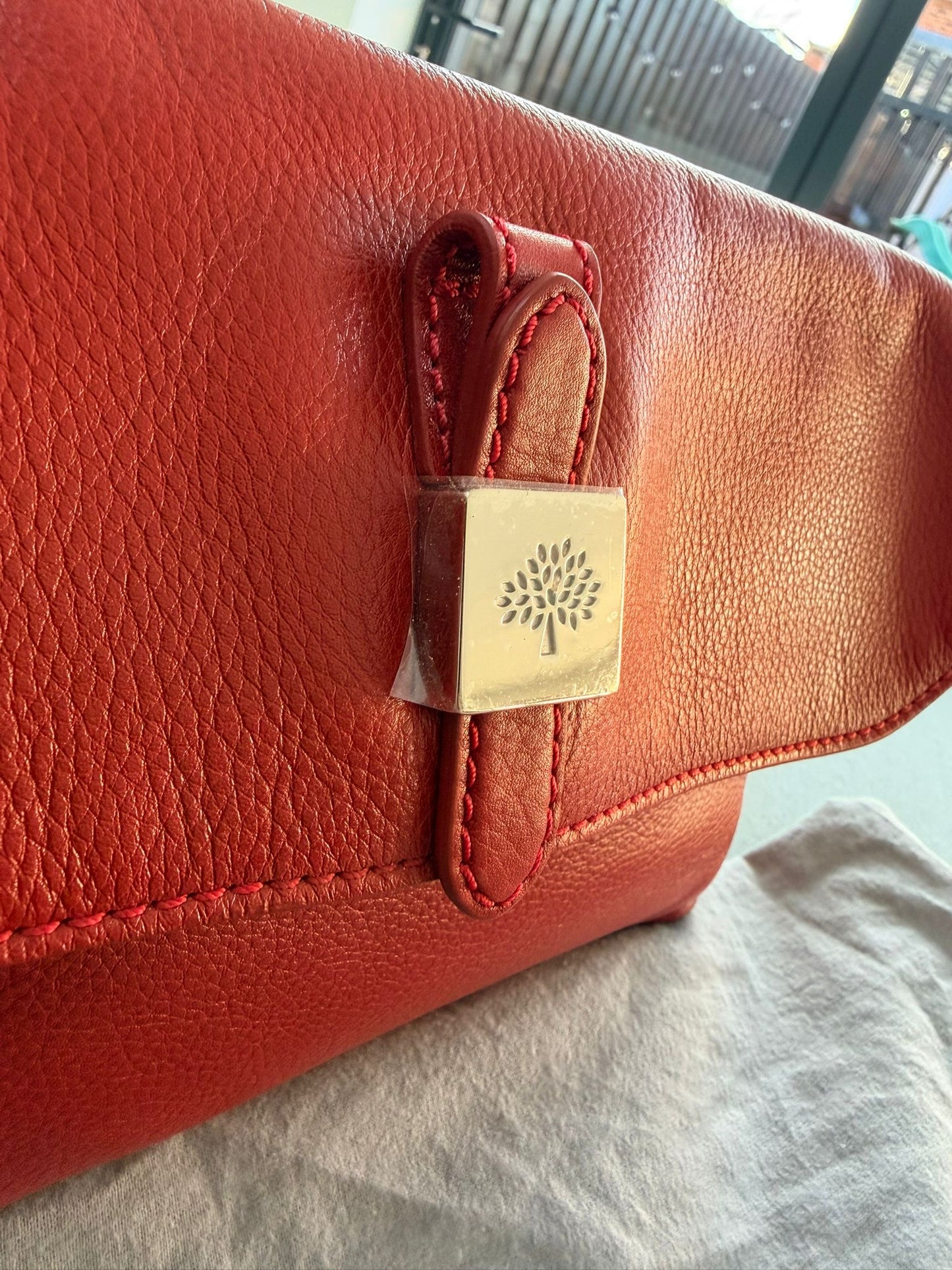 Mulberry Poppy Red Tessie Clutch With Gold Hardware