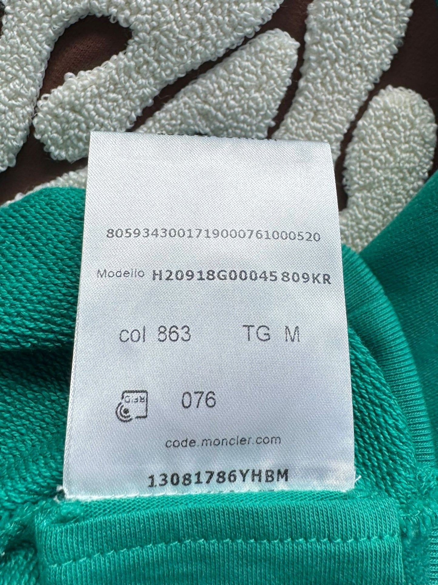 Moncler Men's Green Graphic Logo Embroidered Sweatshirt - Size: Medium (24''ptp) Fits Large