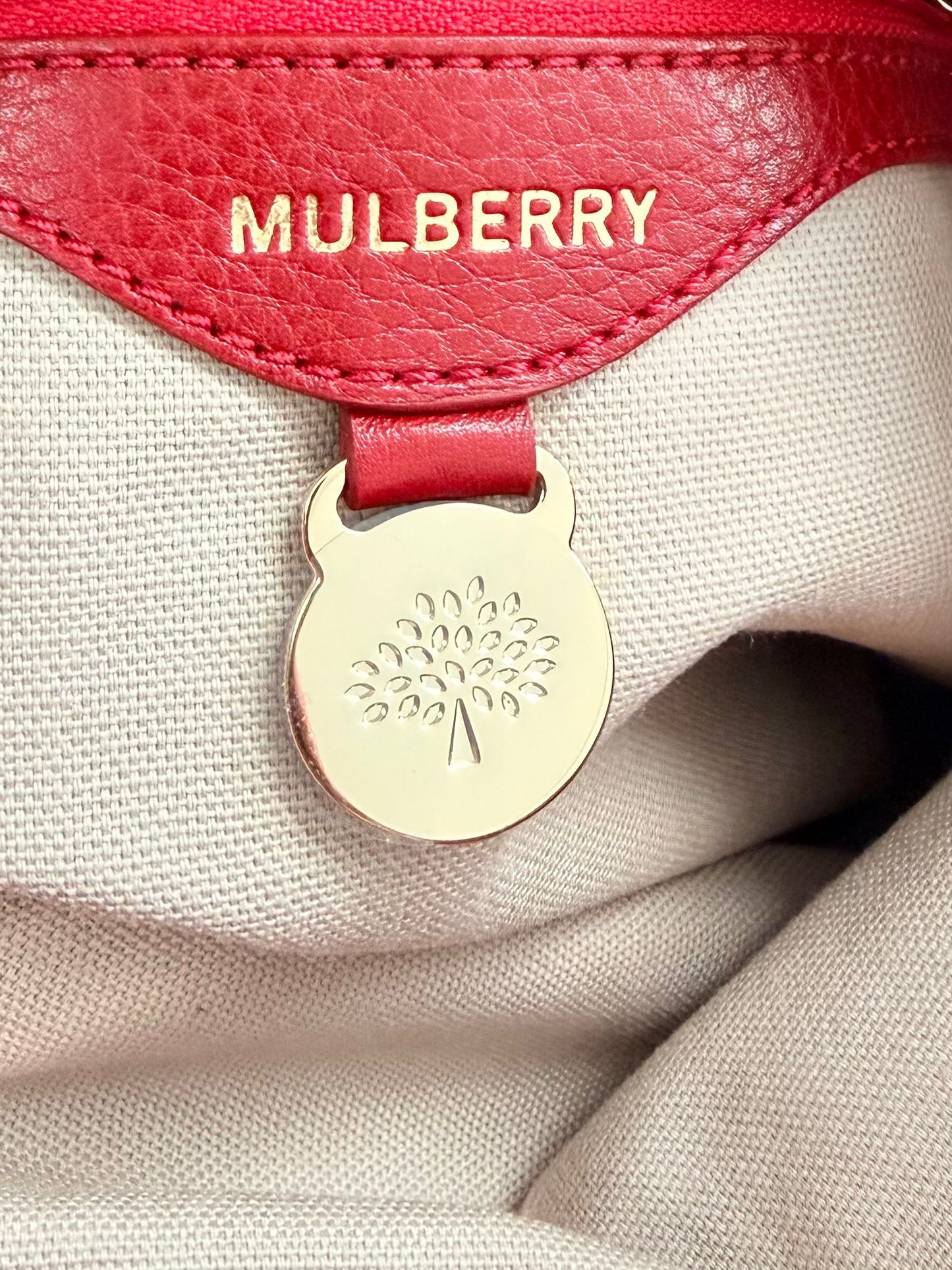 Mulberry Poppy Red Tessie Clutch With Gold Hardware