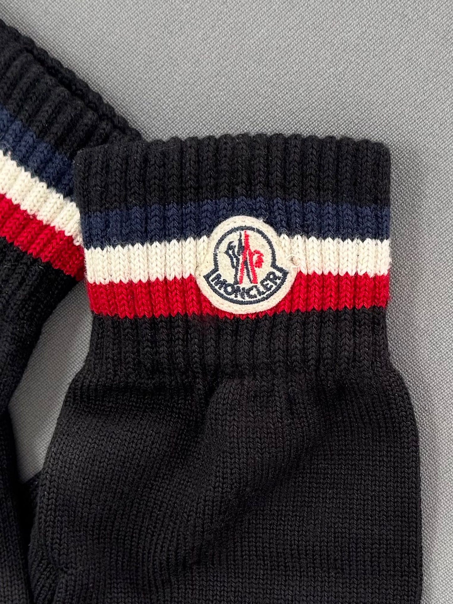 Moncler Black Tricolor Wool Gloves - XL