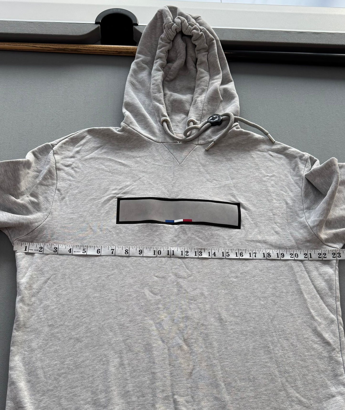 Moncler Maglia Grey Reflective Bar Hooded Sweater - Large (23''ptp)