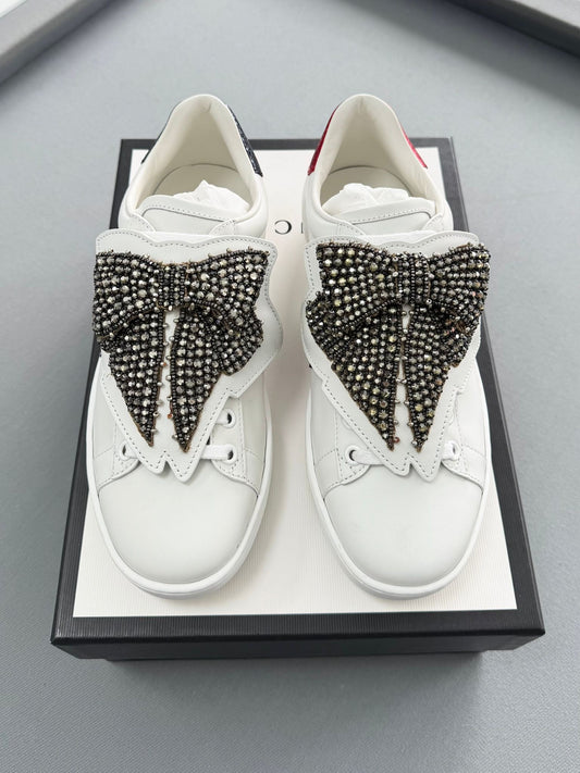 Gucci White Crystal Bow Ace Sneakers Size: UK 4(EU37)