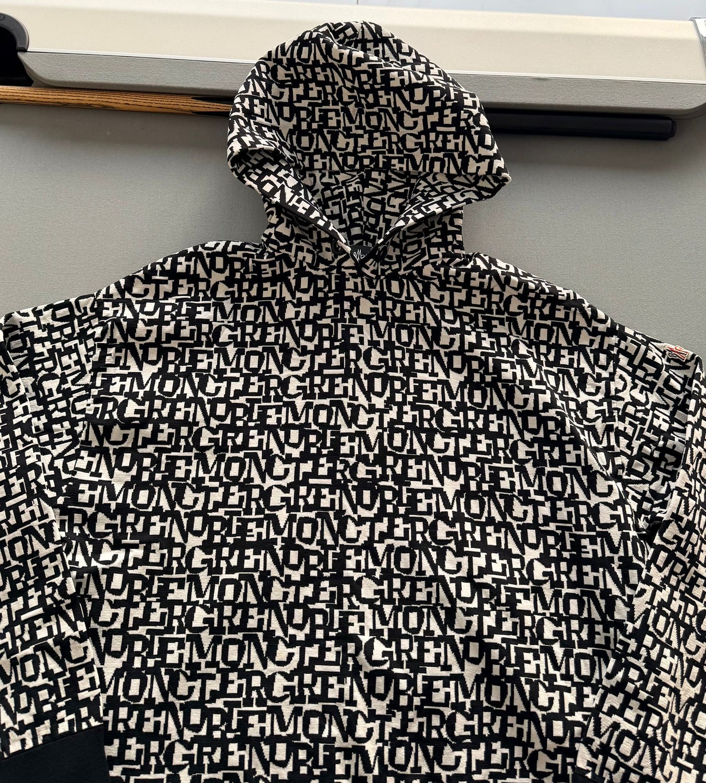Moncler Grenoble All-Over Logo Print Tricot Hoodie - Medium (23.5''ptp)