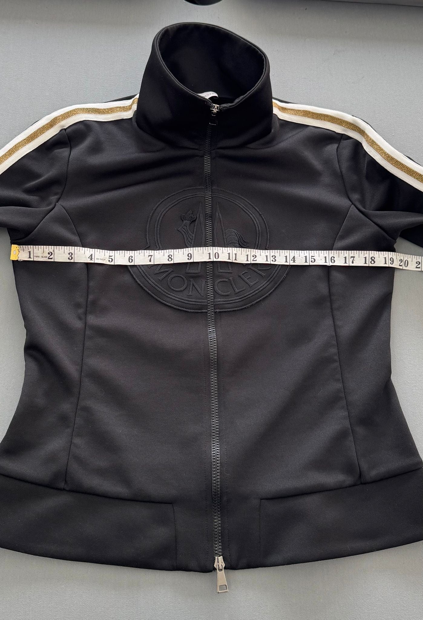 Moncler Black Embroidered Logo Maglia Cardigan/ Track Jacket - Size: XL (Fits UK 8-10) - 19''ptp