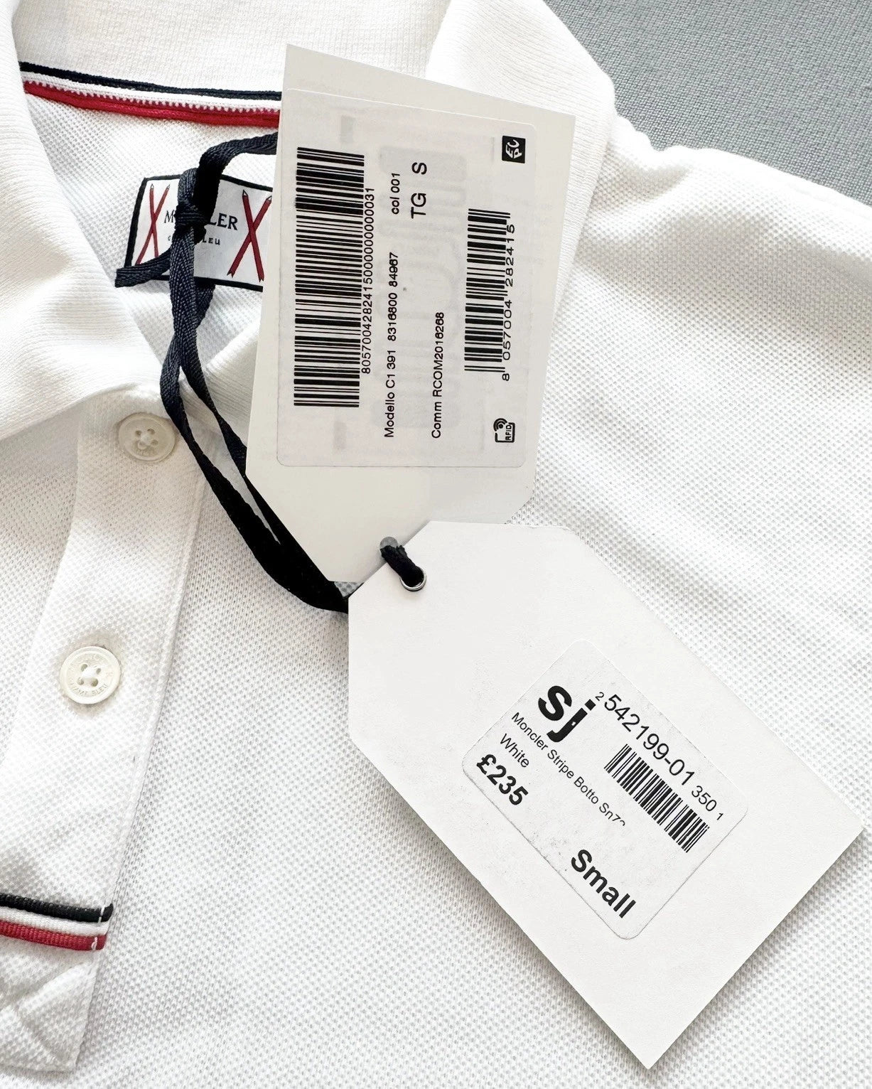 Moncler Gamme Bleu Contrasting Stripe Polo T Shirt - Small - 19.5 ” PTP Fits (S/M)