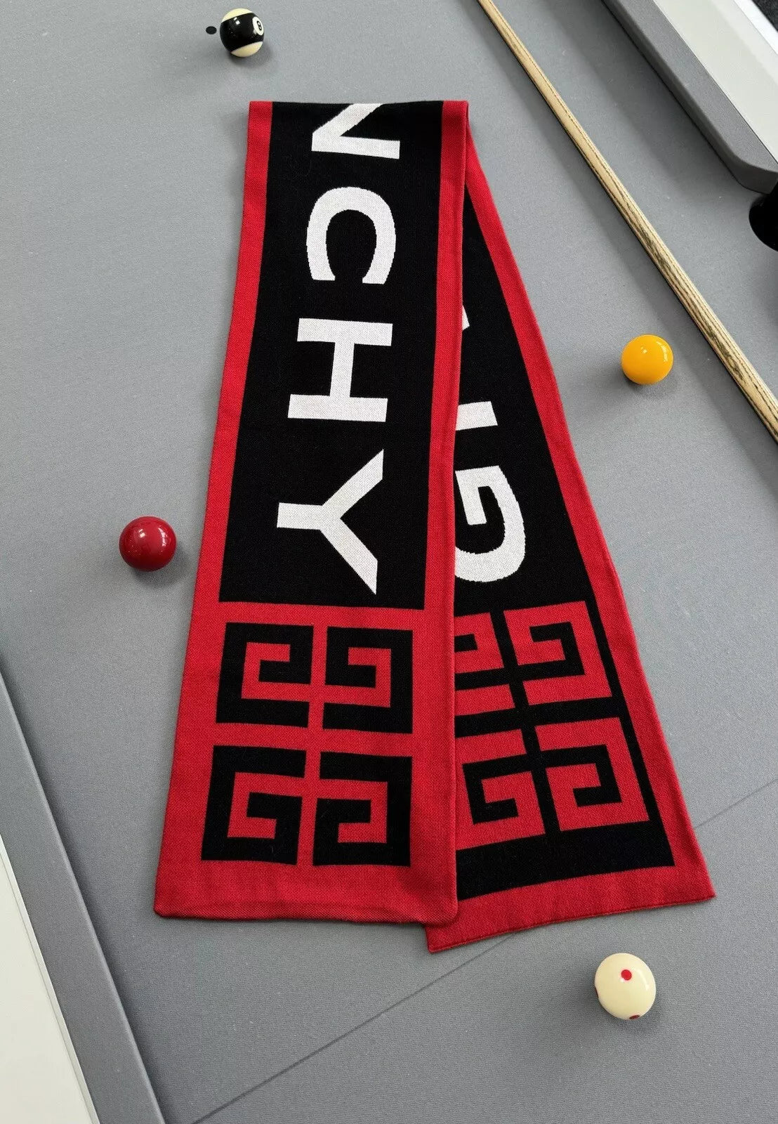 Givenchy Black & Red Logo Scarf