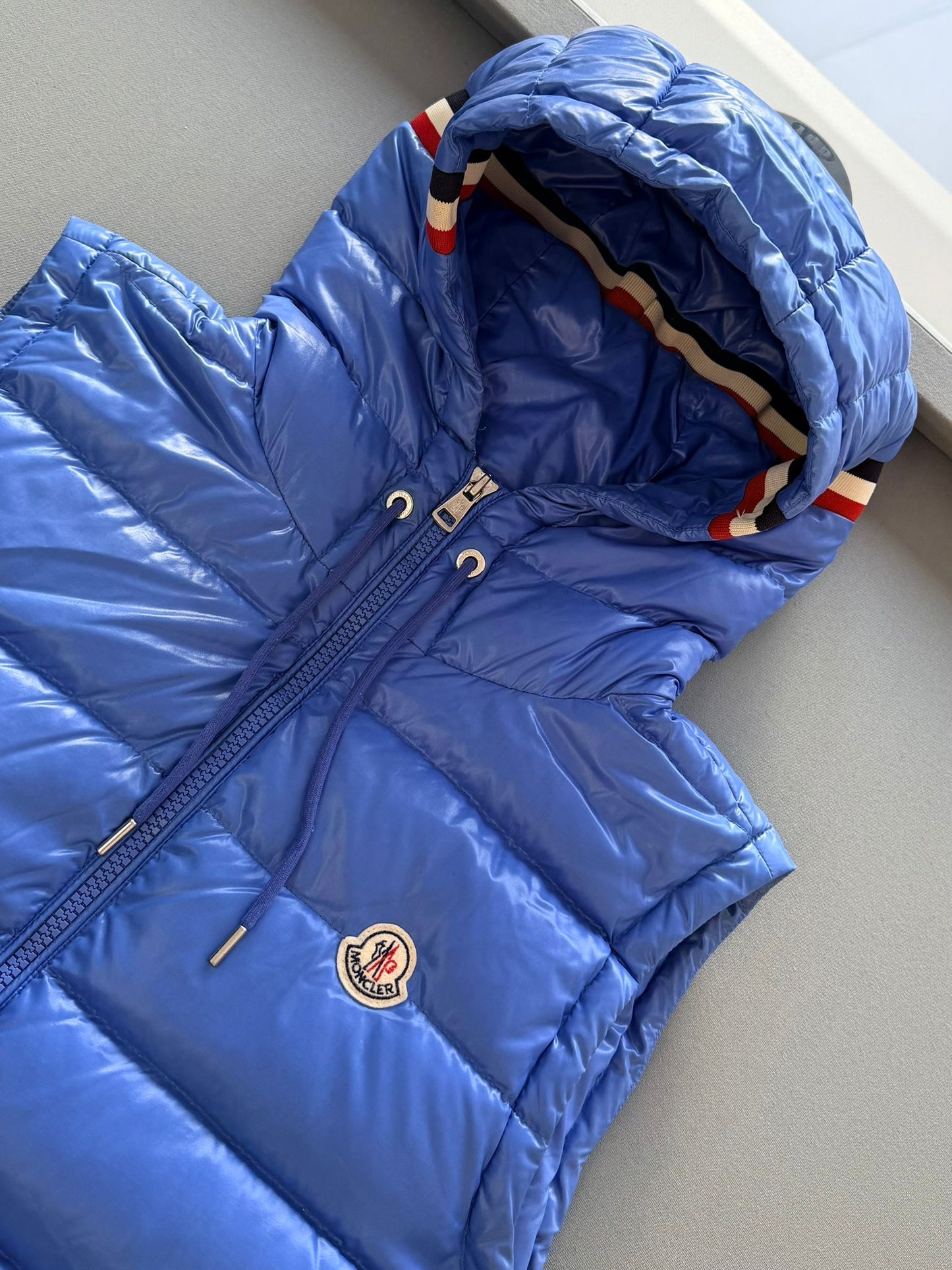 Moncler Lanoux Blue Nylon Hooded Gilet - Size: 6 (25''ptp)