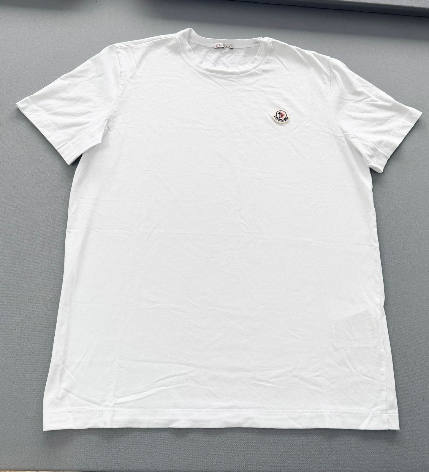Moncler White Cotton Logo Round Neck TShirt - XL (22''ptp)