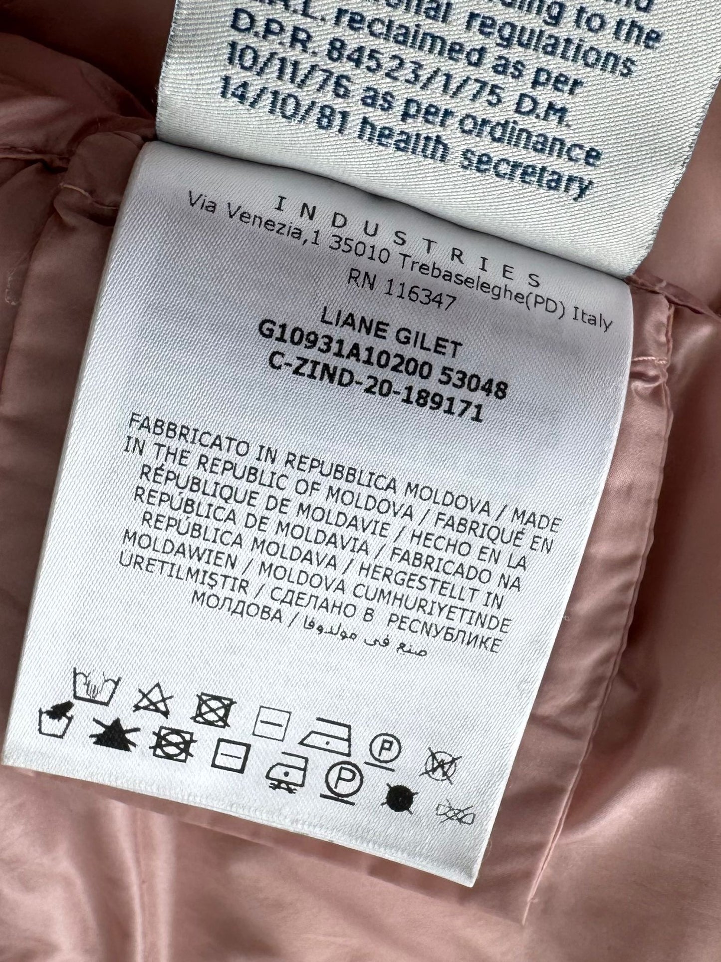 Moncler Dusky Pink Liane Down Gilet -Size 0 (Fits UK 6-8 )