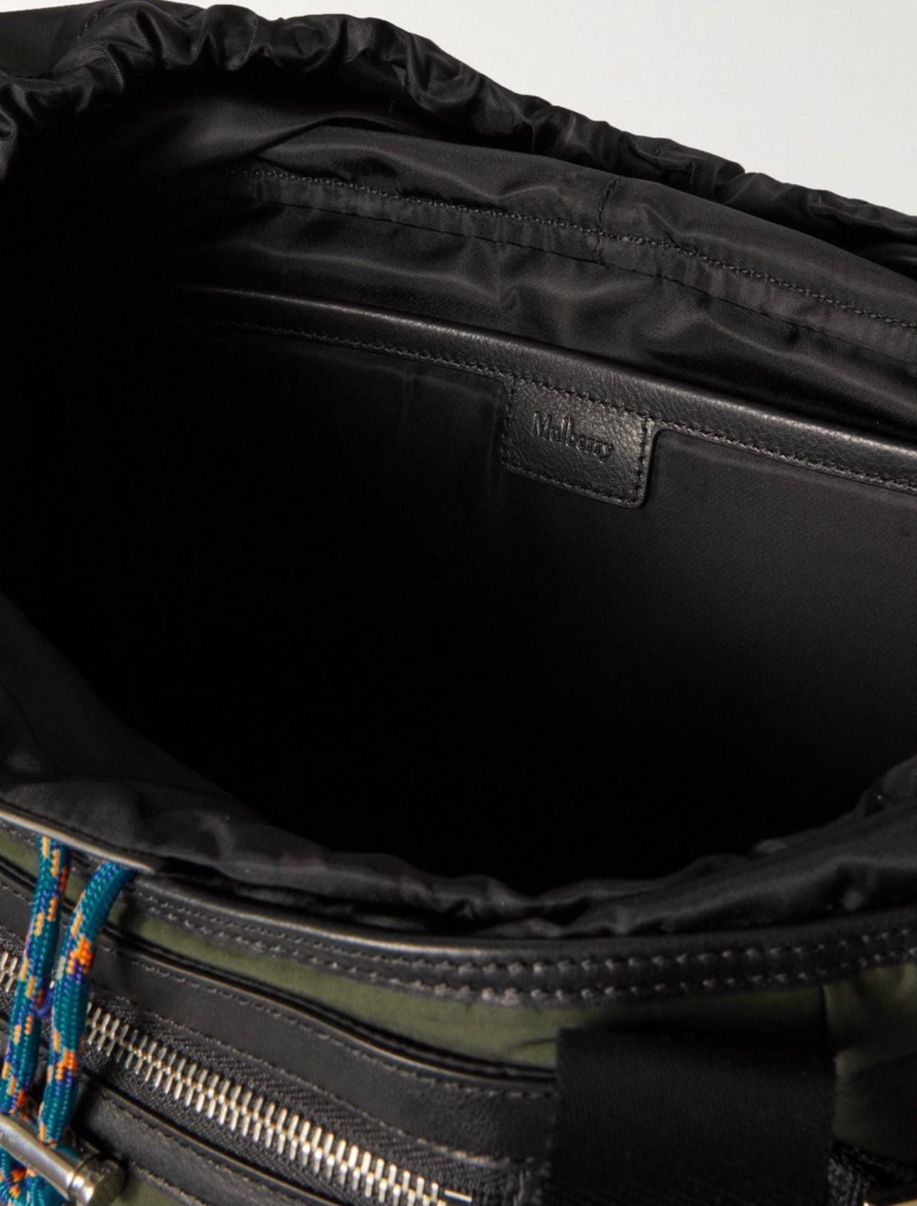 Mulberry Khaki Leather-Trimmed Padded Recycled Nylon Backpack