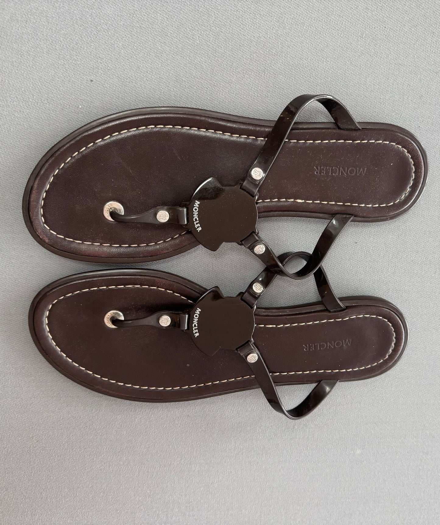 Moncler Brown Leather Sandals - Size: 6 (EU39)