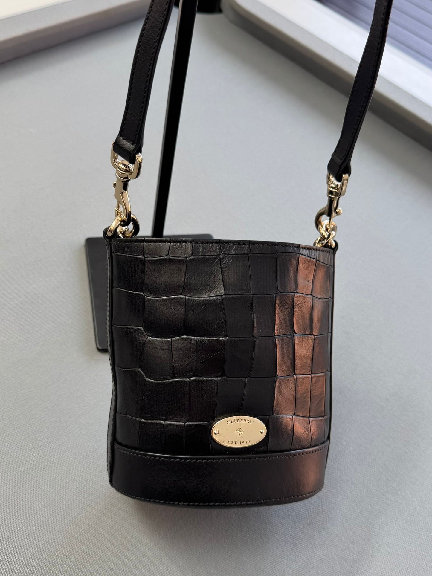 Mulberry Mini Jamie Bucket Bag Black With Gold Hardware