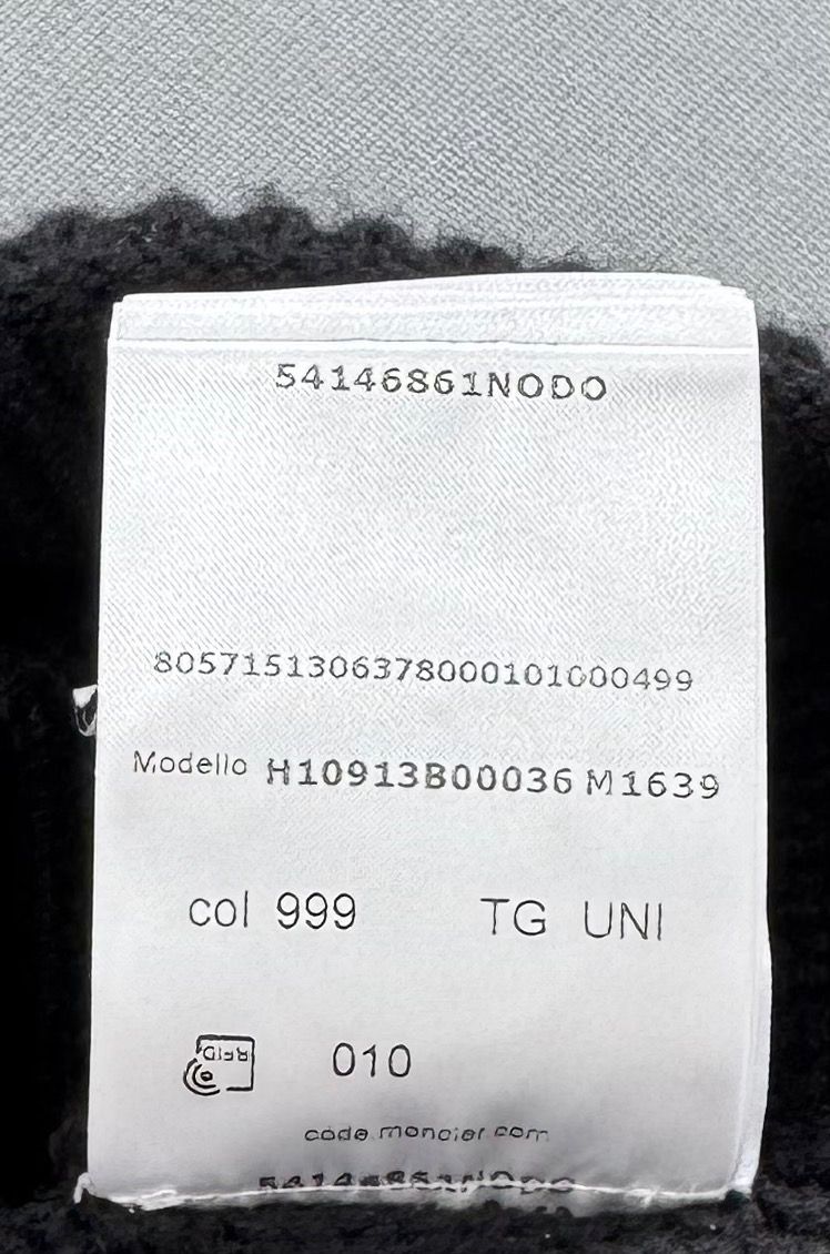 Moncler Black “ Born To Protect “ Tricot Wool Beanie