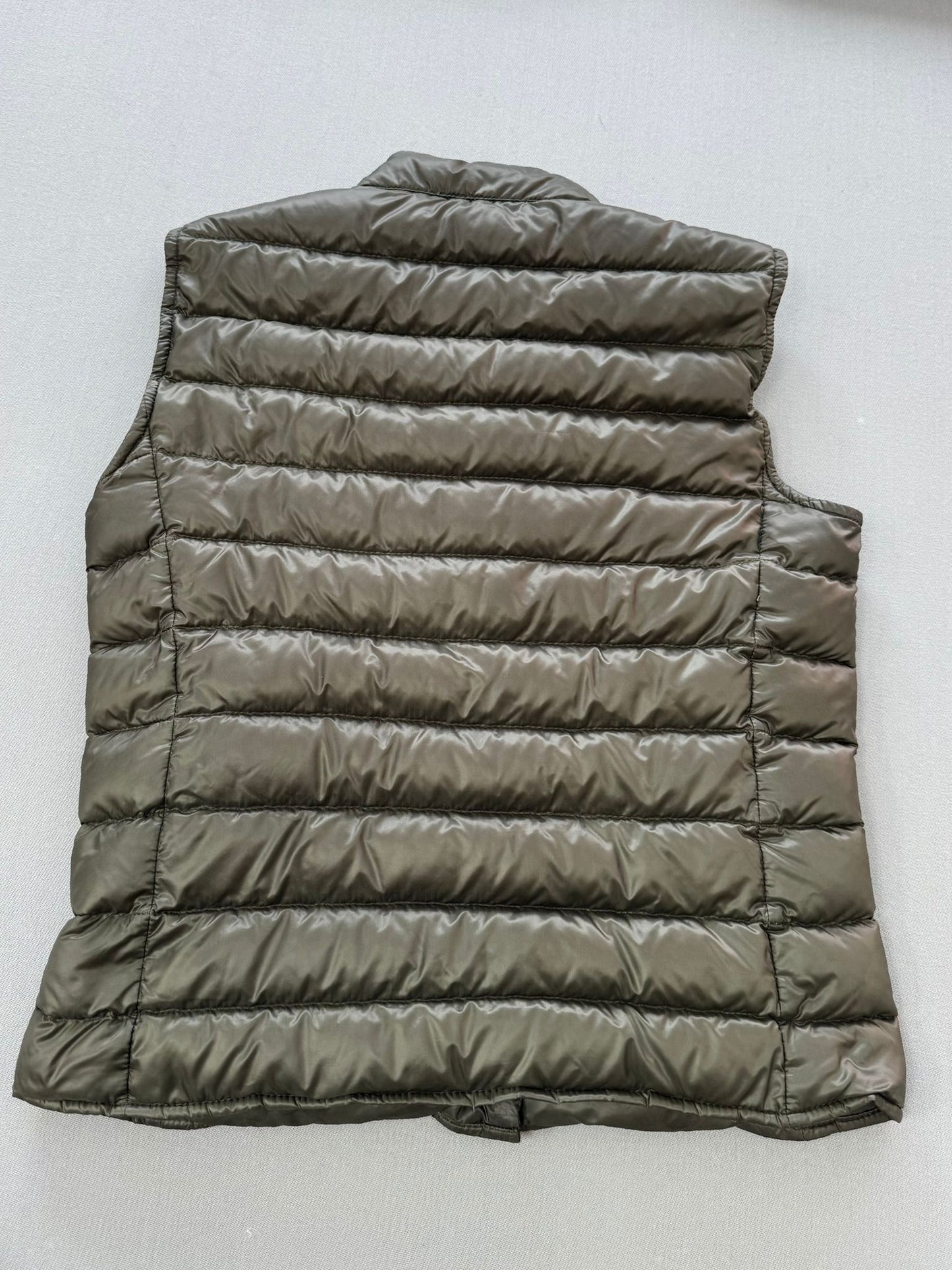 Moncler Liane Gilet In Olive Green - Size 1 (UK8)