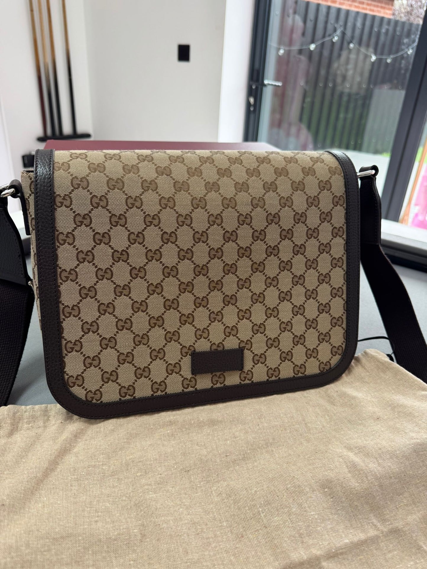 Gucci GG Flap Canvas Messenger Bag