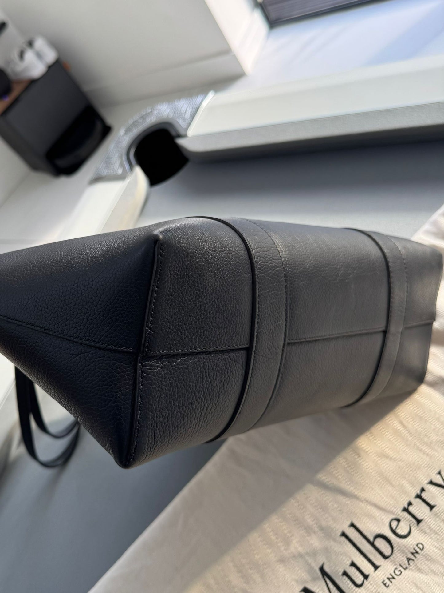 Mulberry Bayswater Tote In Night Sky Classic Grain With Silver Hardware