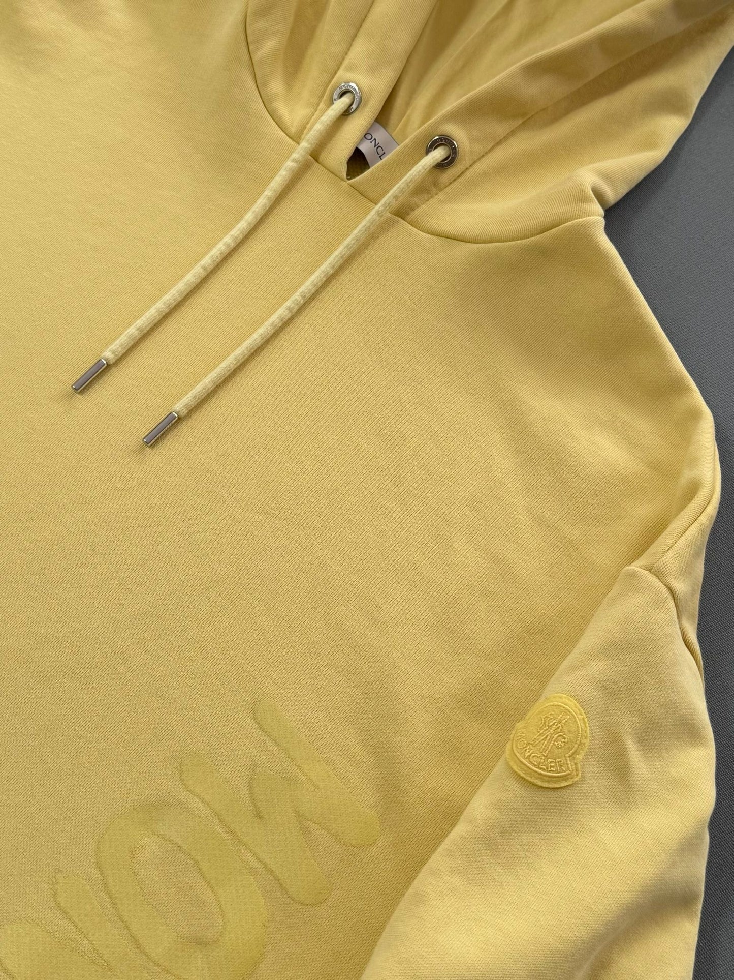 Moncler Ladies Printed Cotton Blend Yellow Hoodie - Size: Medium (22.5''ptp)