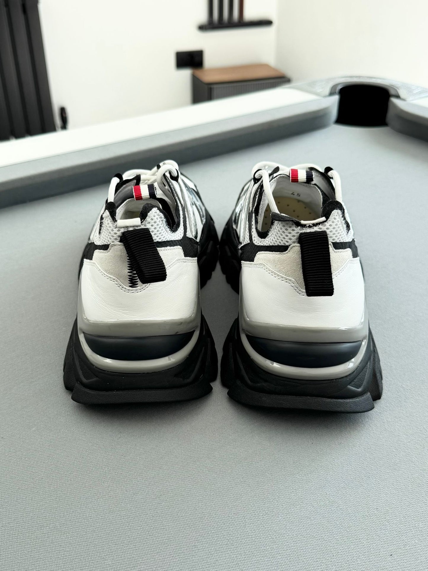 Moncler Leave No Trace White, Black & Silver Trainers - UK 11 - EU 45