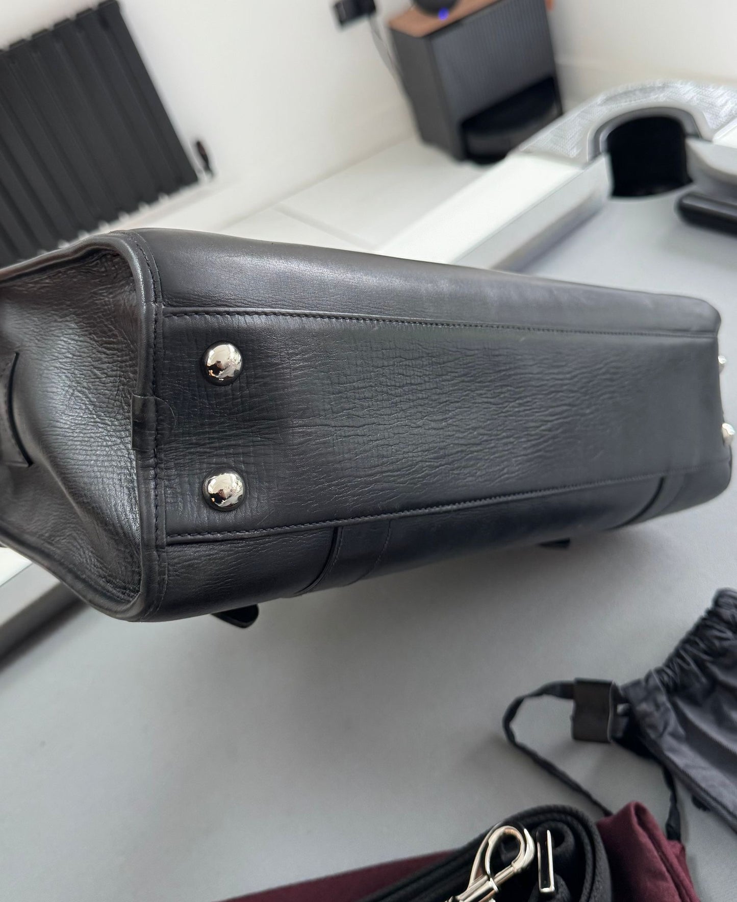 Mulberry Elkington Grained-Leather Black Briefcase With Brass Hardware