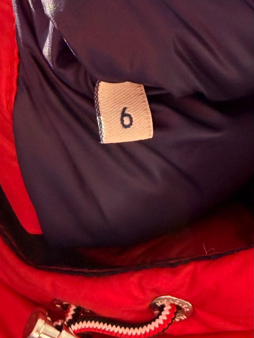 Moncler Red Billecart Down Puffer Hooded Gilet - size 6 (25” PTP) X large