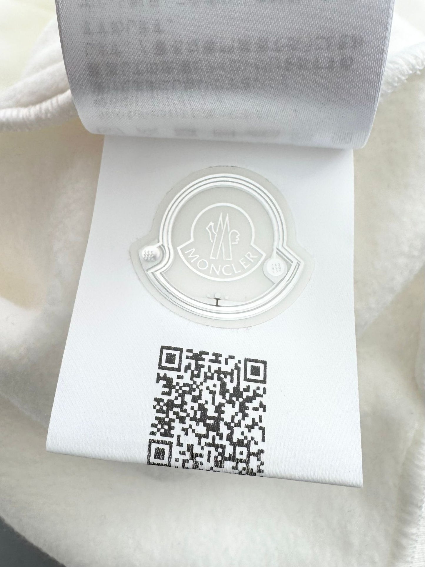Moncler Shell-trimmed Ivory Grenoble Text Logo Hoodie - XS (UK 10-12)