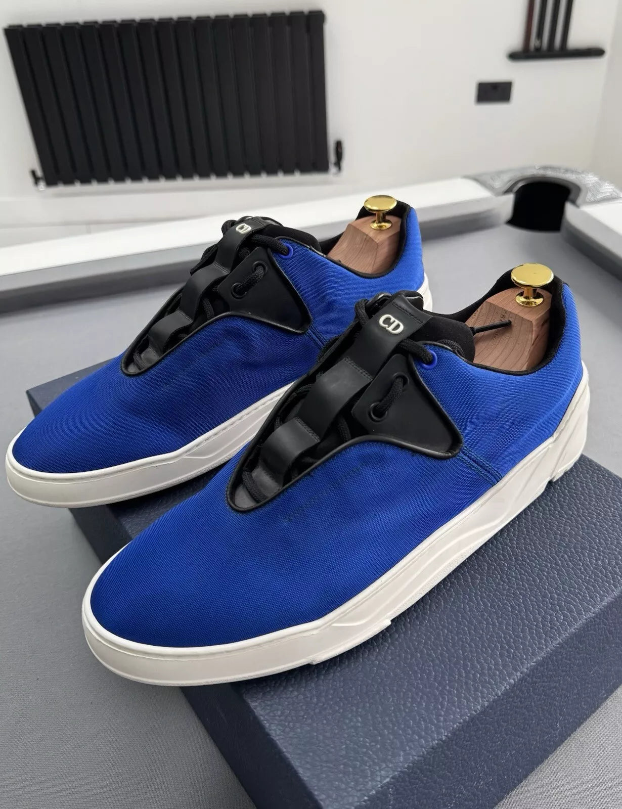 Dior Blue Canvas Runners B17 Lace Up Trainers - Size UK 11 (EU 45)