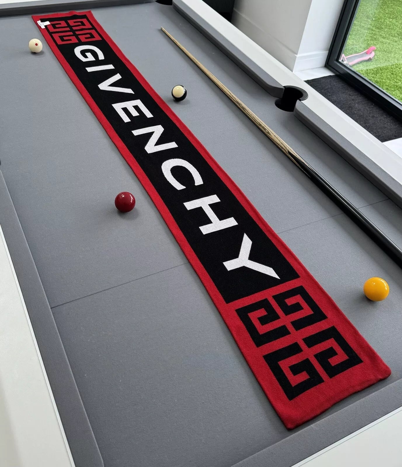 Givenchy Black & Red Logo Scarf