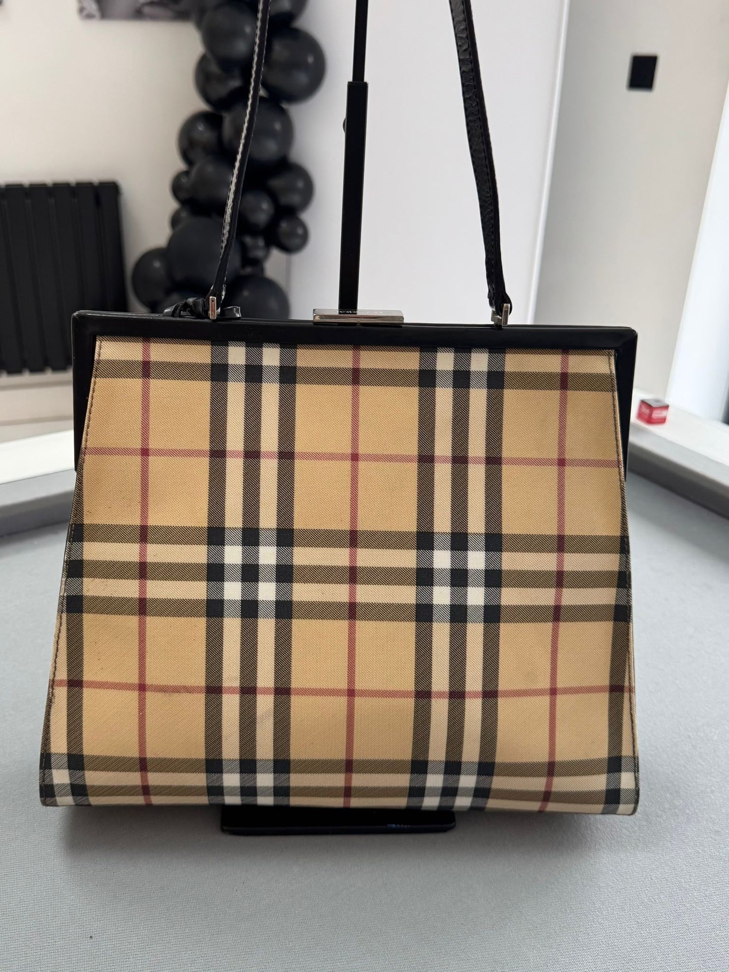 Burberry Check Canvas & Leather Shoulder Bag