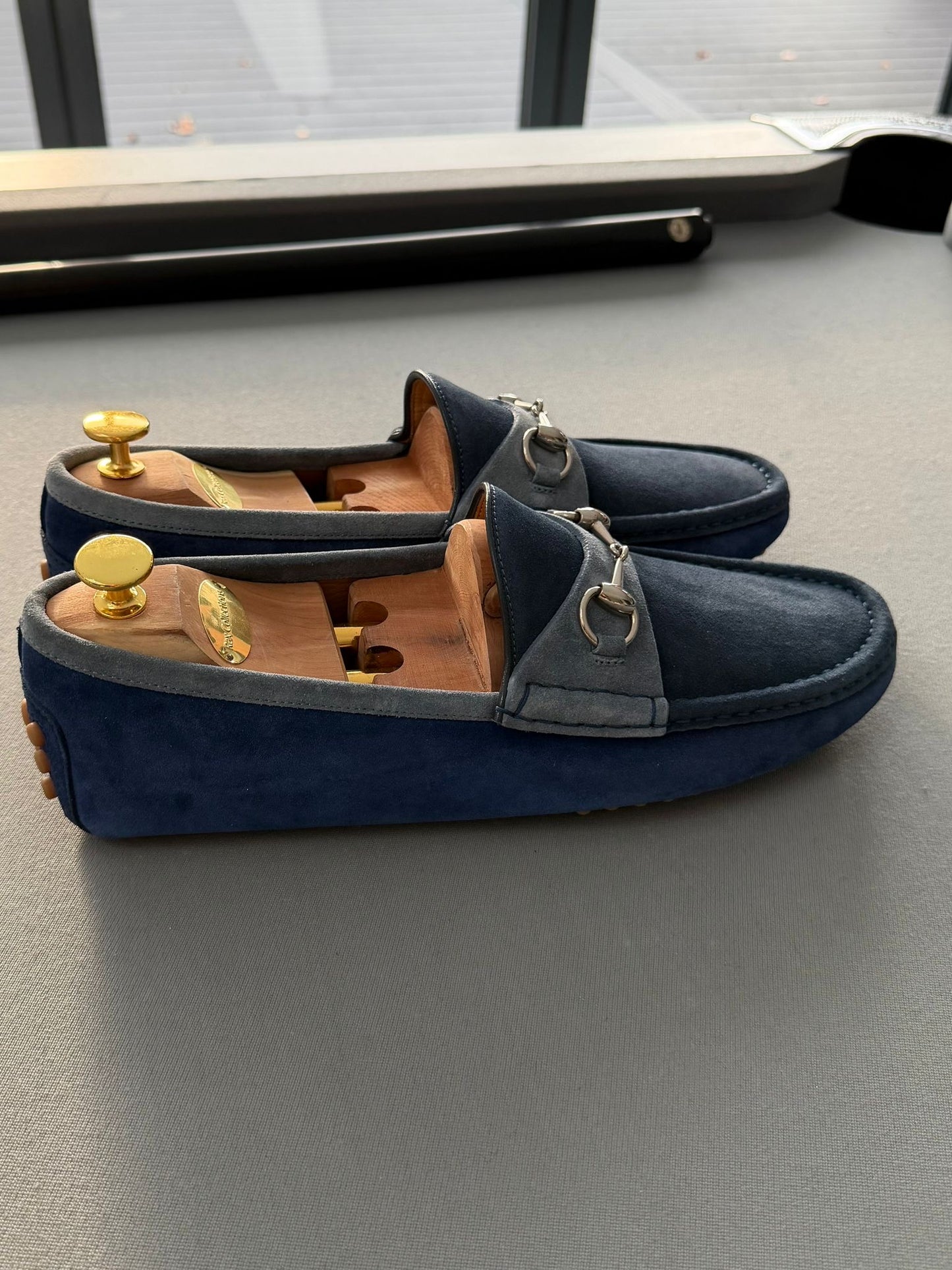 Gucci Navy & Blue Suede Loafers/ Moccasins - Size 9 (EU43)