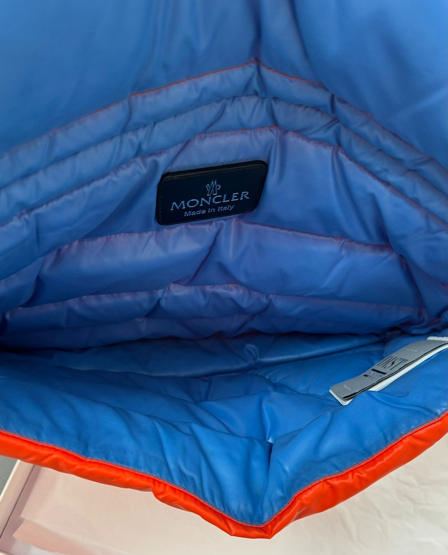 Moncler Puffer Down Busta Piumino Clutch/ Laptop Sleeve In Orange - Brand New In Box