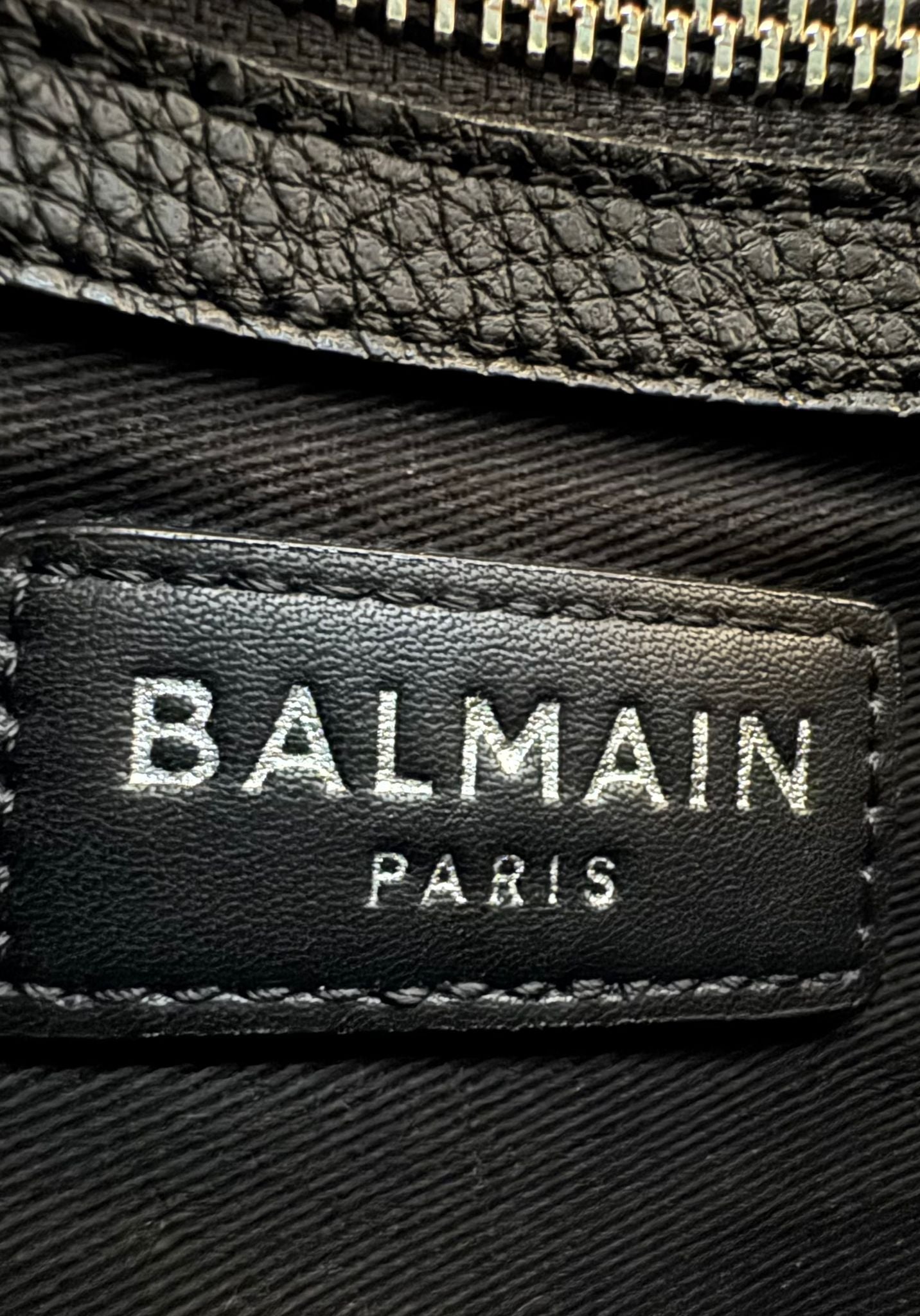 Balmain Black Leather Logo Clutch / Wristlet With Gold Toned Hardware