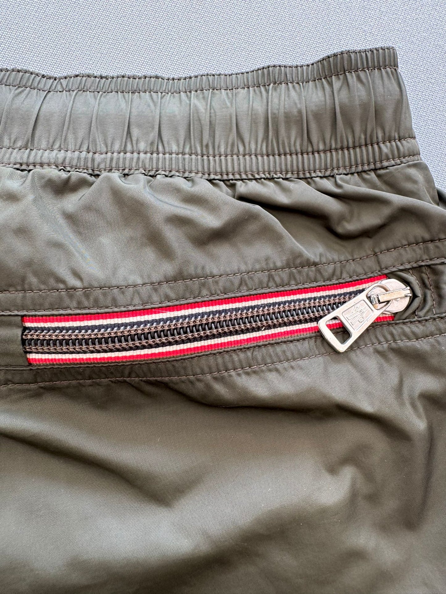 Moncler Logo Khaki Swim Shorts - Large - 32-34'' Waist