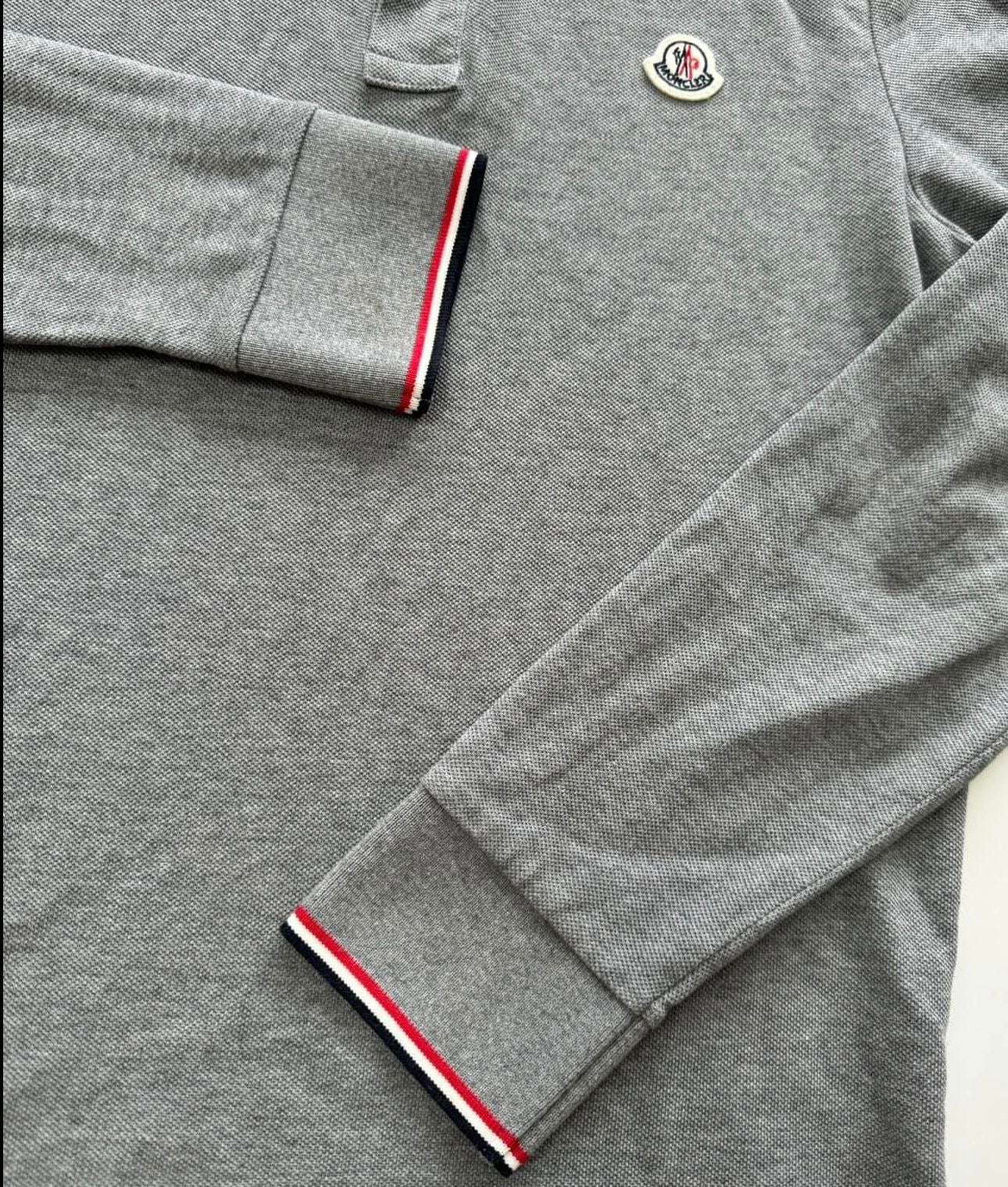 Moncler Long Sleeve Piqué Polo – Grey (Small)