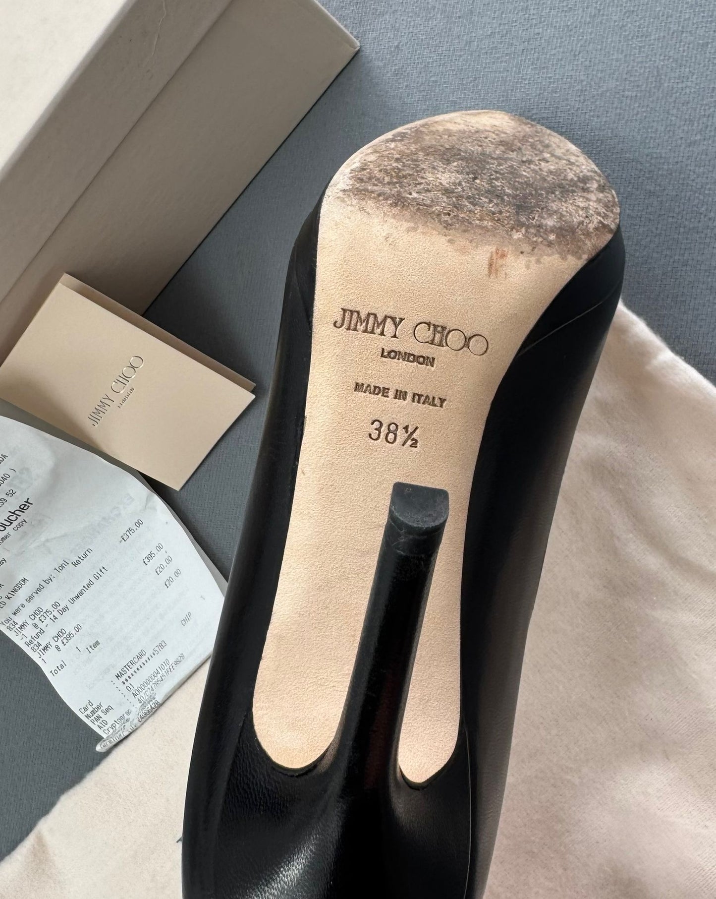 Jimmy Choo Black Leather 'Aimee' Pump Heels - Size: UK 5.5 (38.5)