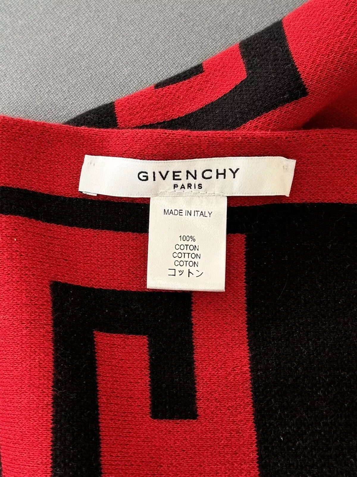 Givenchy Black & Red Logo Scarf