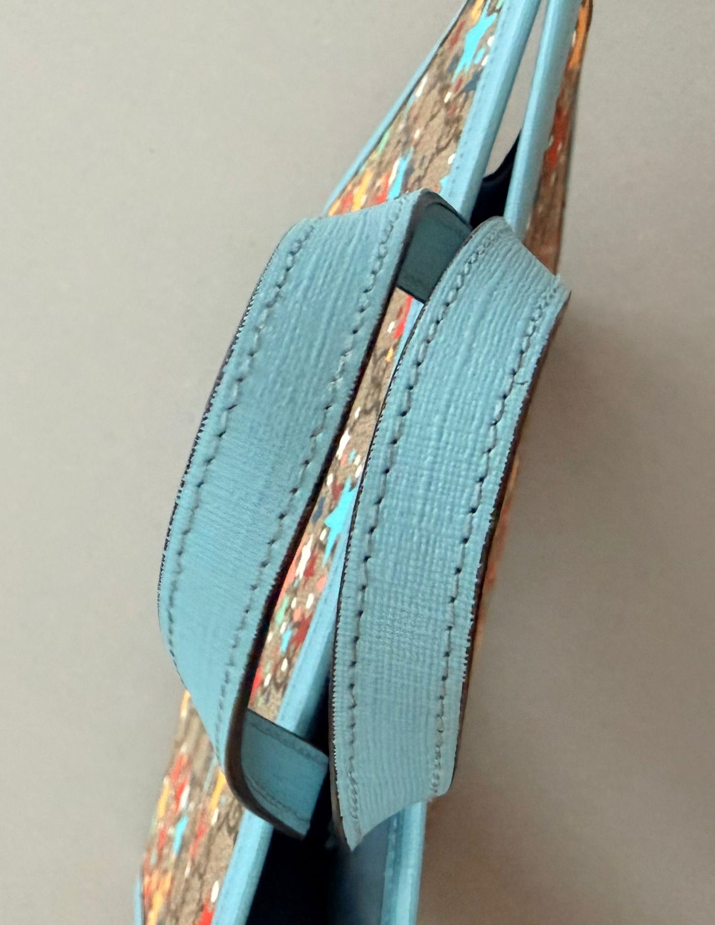 Gucci Children's Star Printed GG Tote Bag With Light Blue Leather Trim
