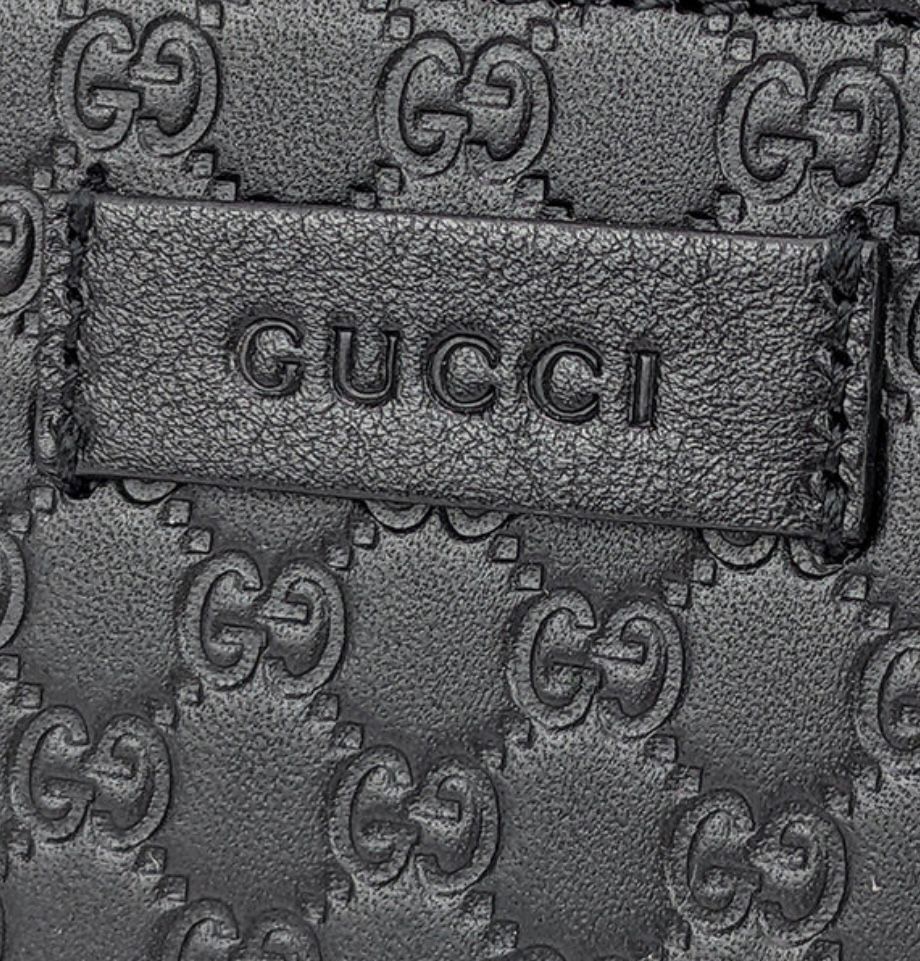 Gucci Micro Guccissima GG Black Leather Zip Around Purse