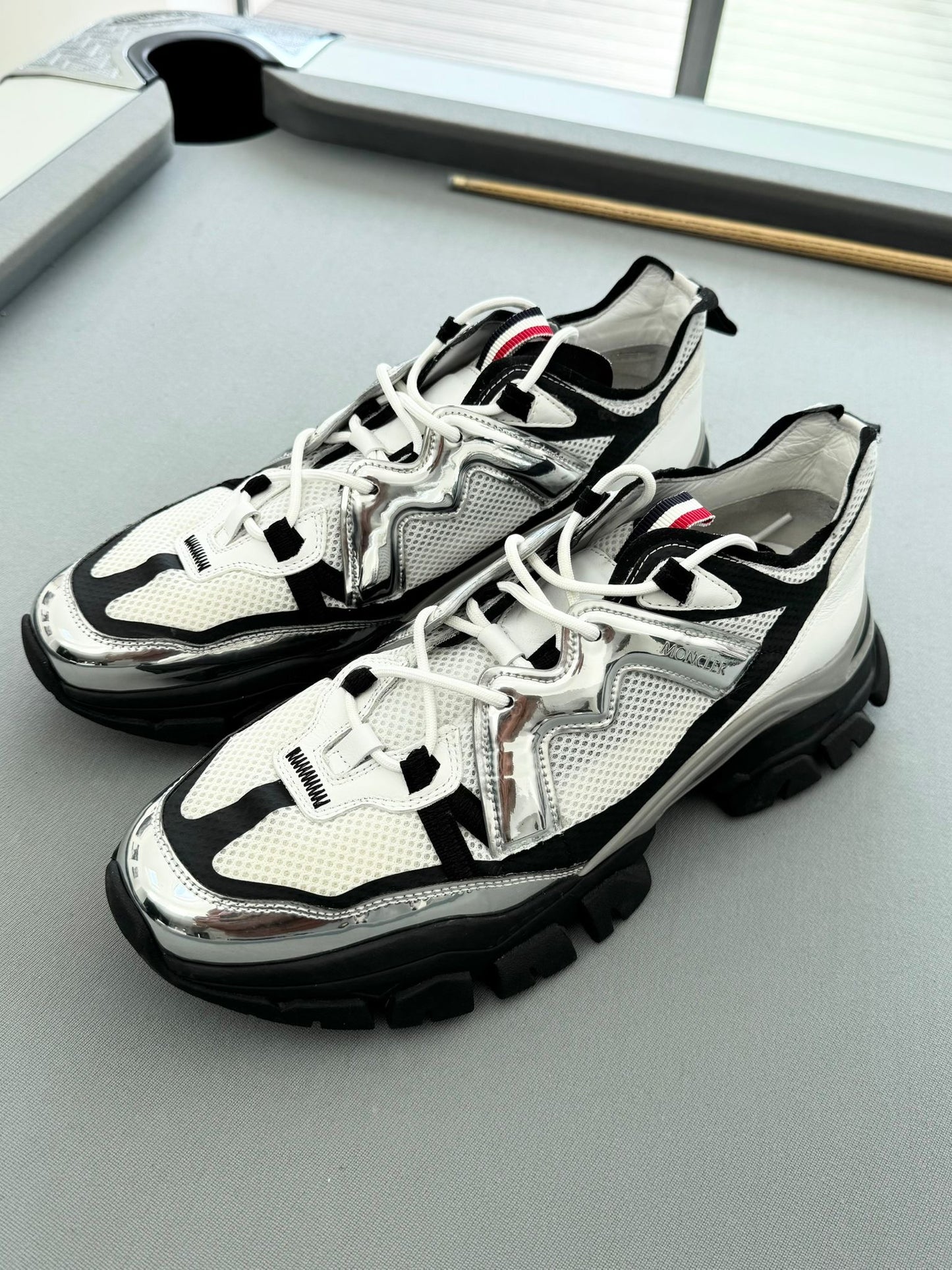 Moncler Leave No Trace White, Black & Silver Trainers - UK 11 - EU 45