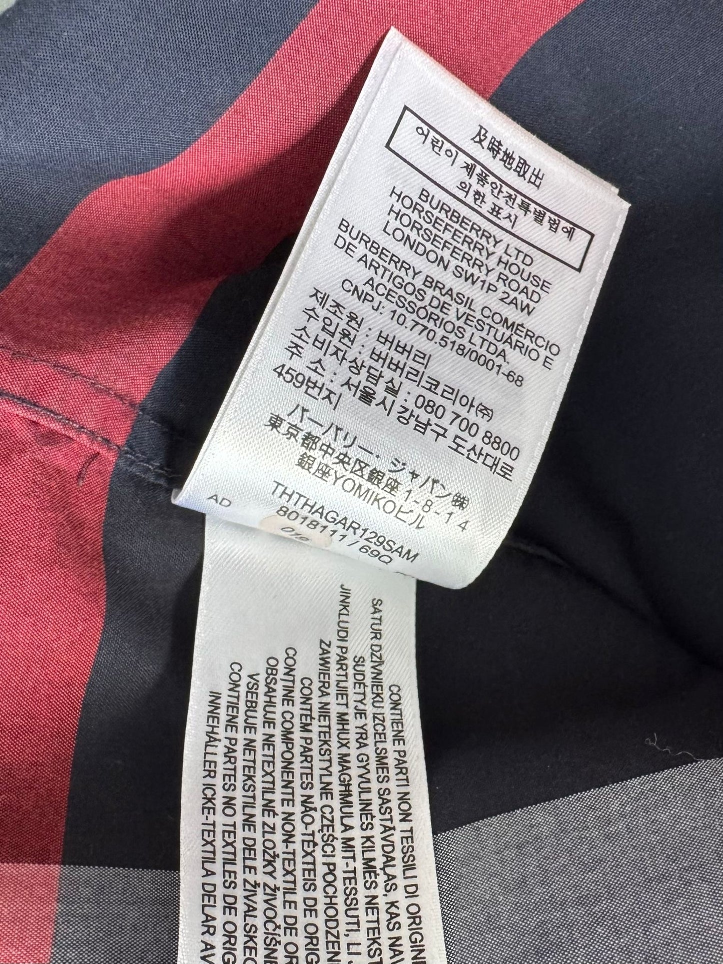 Burberry Navy Somerton Long Sleeve Check Shirt - Medium (21.5''ptp)