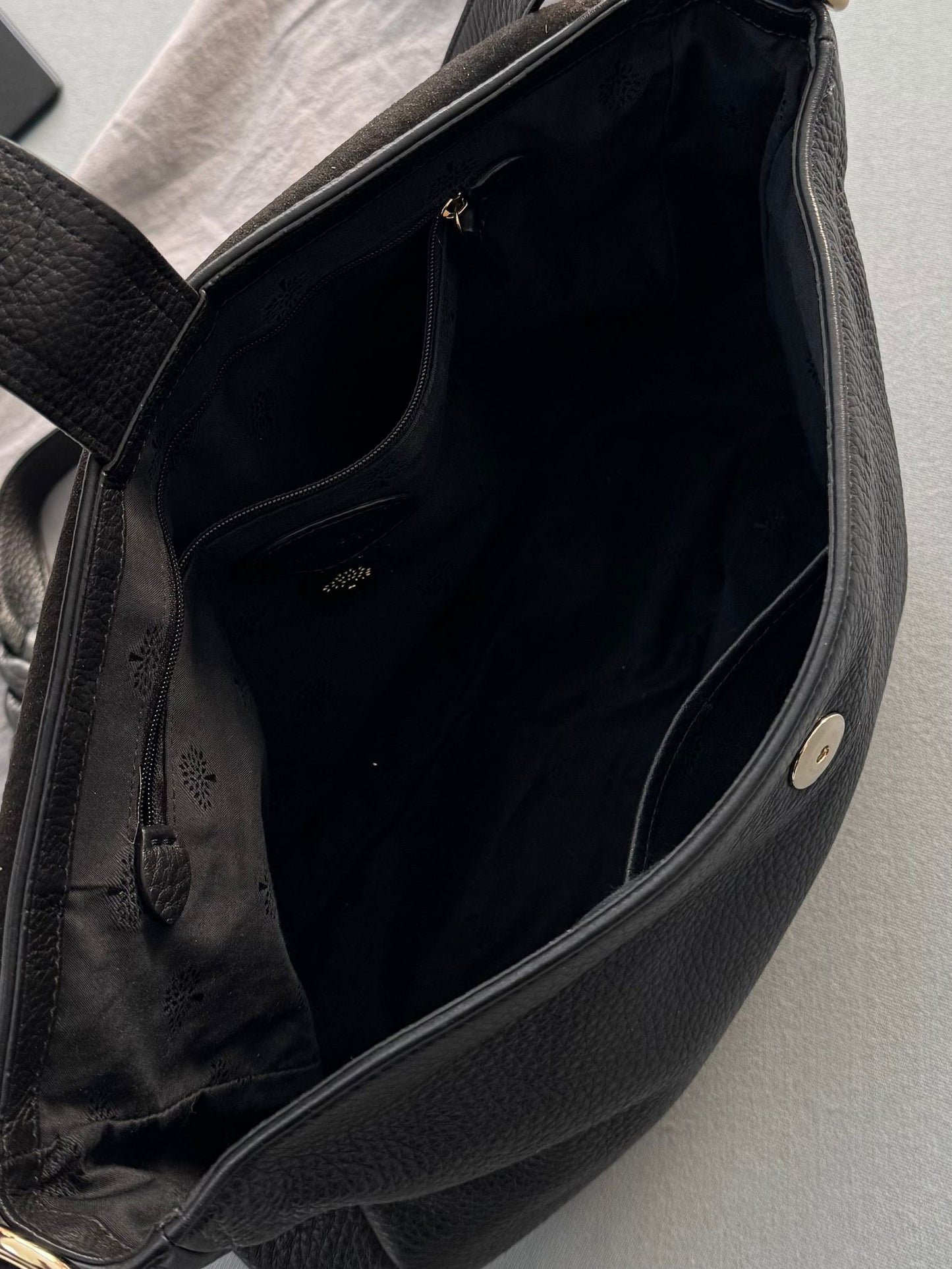 Mulberry Daria Satchel Shoulder Bag In Black Leather With Gold Hardware