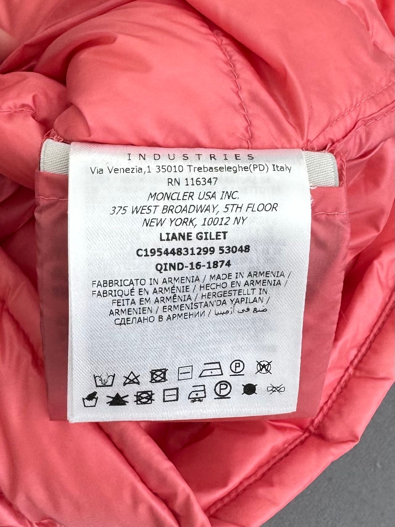 Moncler Liane Quilted Down Gilet Pink Coral - Age 14 (would also fit uk6)