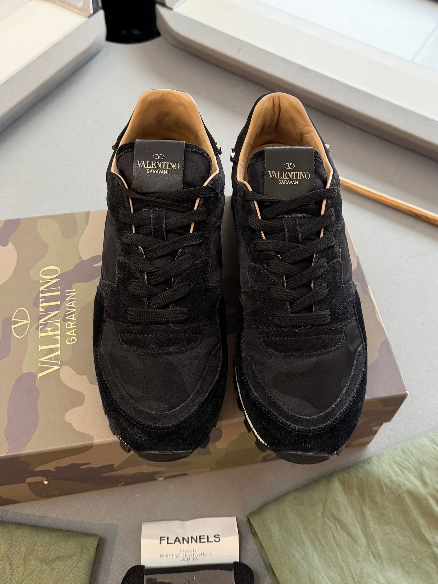 Valentino Garavani Black Suede Rockrunner Camo Trainers - UK7 (EU41)