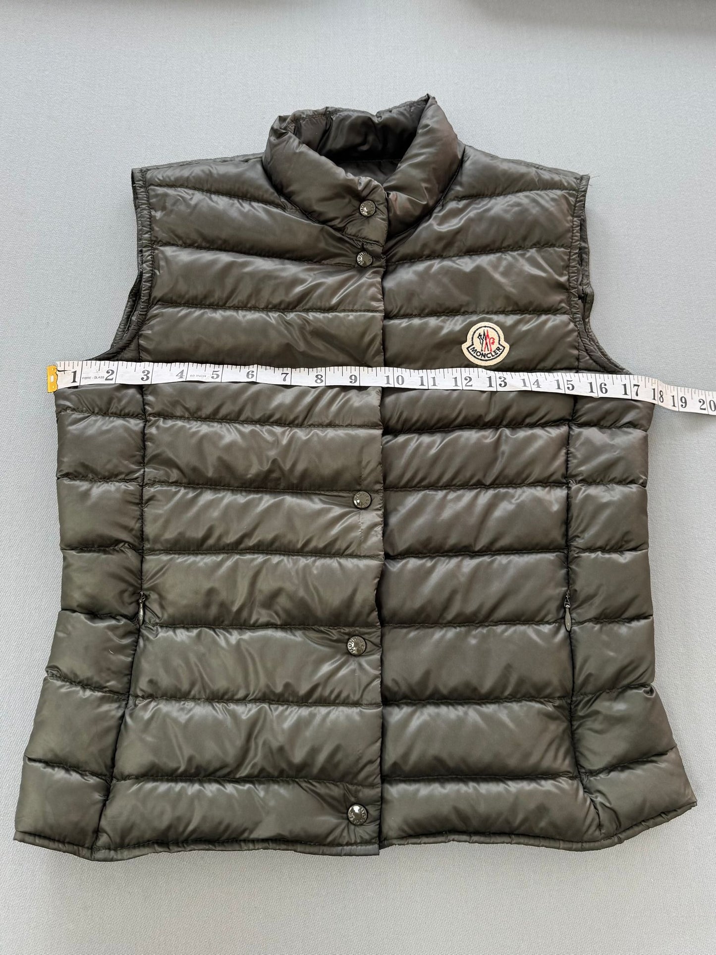 Moncler Liane Gilet In Olive Green - Size 1 (UK8)