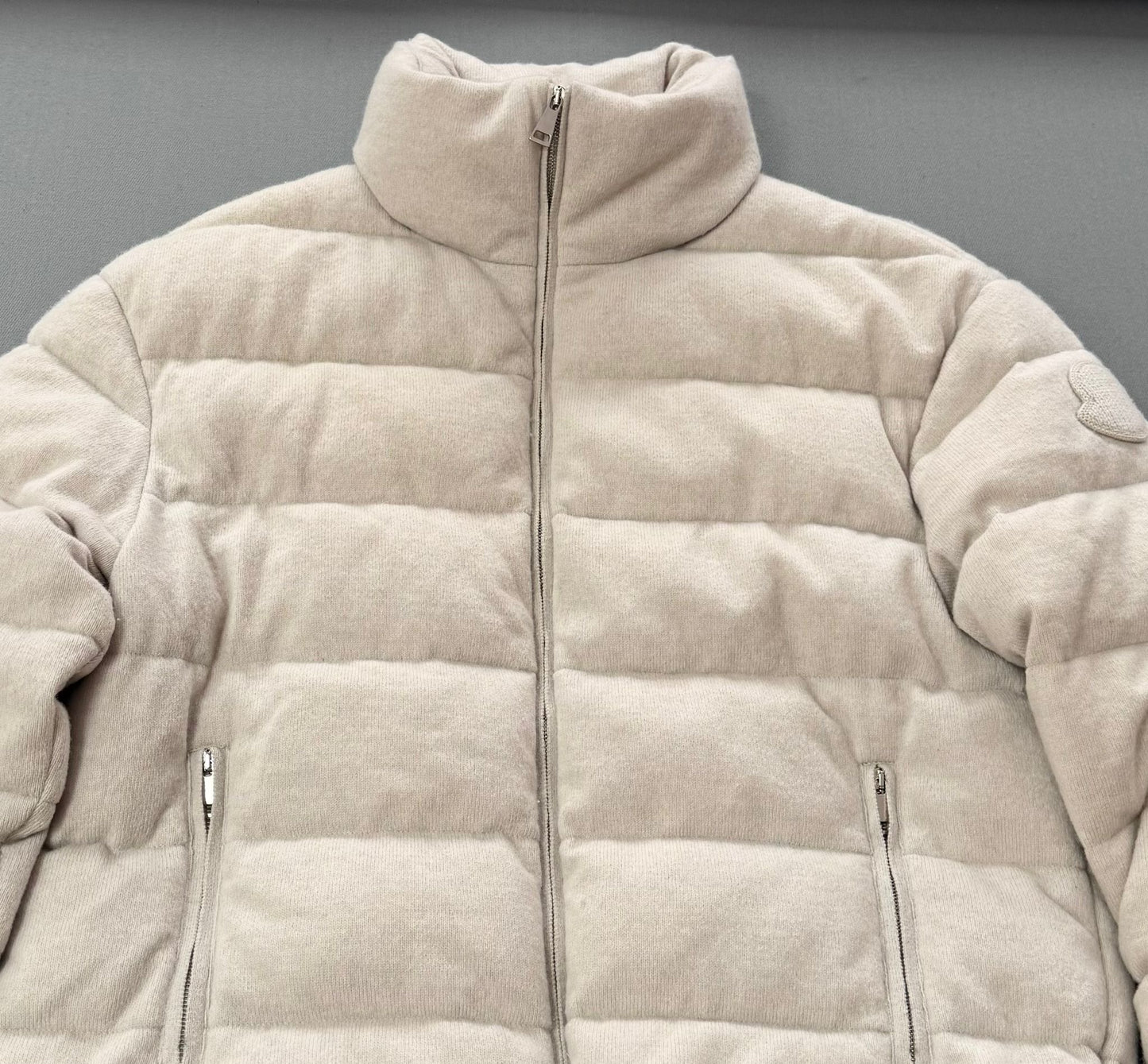Moncler Beige Cayeux Wool Blend Down Jacket - Size 2 (UK10-12)